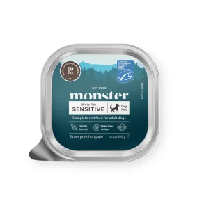 MONSTER Dog Pat� Tray - Sensitive White Fish 150g