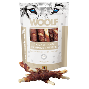 Woolf Chicken & Rawhide twister, 100g