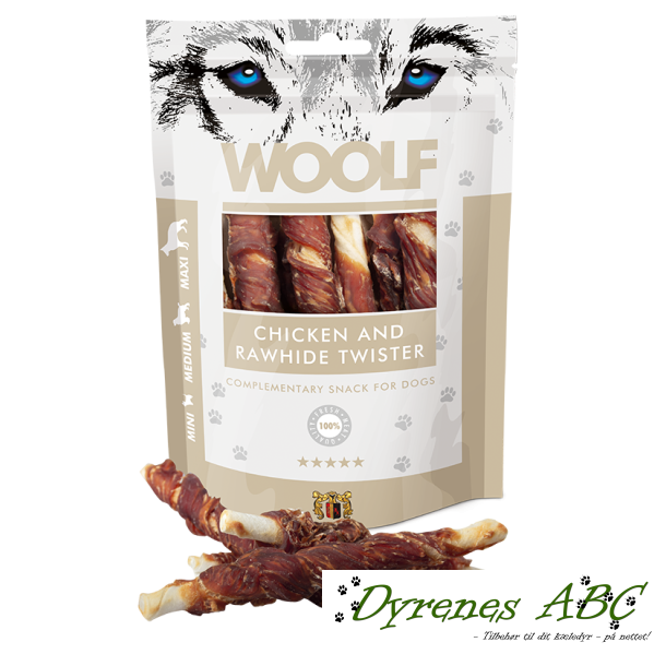 Woolf Chicken &amp; Rawhide twister, 100g